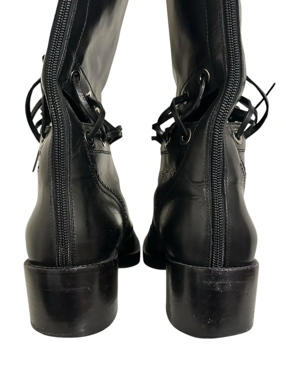 CHANEL KARL LAGERFELD Fall 2016 Runway Black Corset CC Riding Boots 38.5
